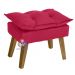 Kit 02 Poltrona Decorativa e Puff Opala Vermelho com fibra de silicone e pés quadrado SMF DECOR