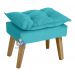 Kit 02 Poltrona/Cadeira Decorativa E Puff Glamour  Com Pés Quadrado Azul Turquesa