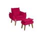 Kit 02 Poltrona/Cadeira Decorativa E Puff Glamour  Com Pés Quadrado Vermelho