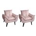 Kit 02 Poltrona/Cadeira Decorativa Glamour Com Pés Quadrado Rosa Veludo