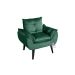 Kit 02 Poltrona/Cadeira Decorativa Glamour Com Pés Quadrado Verde Veludo