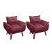 Kit 02 Poltrona/Cadeira Decorativa Glamour Com Pés Quadrado Vinho / Bordô