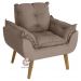 Poltrona Decorativa Confortável Opala Capuccino com fibra de silicone e pés quadrado SMF DECOR
