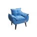 Poltrona Decorativa Opala Azul Linho com fibra de silicone e pés quadrado SMF DECOR