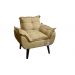 Poltrona Decorativa Opala Palha Linho com fibra de silicone e pés quadrado SMF DECOR