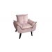 Poltrona Decorativa Opala Veludo Rosa Nude com fibra de silicone e pés quadrado SMF DECOR