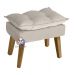 Poltrona Decorativa Opala e Puff Opala Bege Claro com fibra de silicone e pés quadrado SMF DECOR