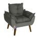 Poltrona Decorativa e Descanso Opala Chumbo com fibra de silicone e pés quadrado SMF DECOR