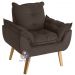 Poltrona Decorativa e Descanso Opala Marrom com fibra de silicone e pés quadrado SMF DECOR