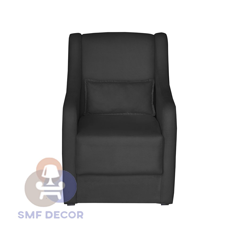 Poltrona para Amamentação Glamour com Puff e Almofada Preto