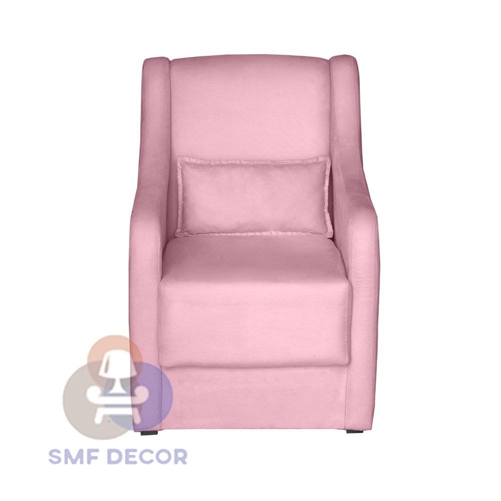 Poltrona para Amamentação Glamour com Puff e Almofada Rosê