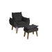 Poltrona/Cadeira Decorativa E Puff Glamour Com Pés Quadrado Preto