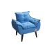Poltrona/Cadeira Decorativa Glamour Com Pés Quadrado Azul Linho