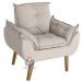 Poltrona/Cadeira Decorativa Glamour Com Pés Quadrado Bege
