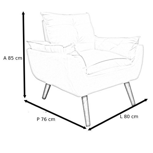 Poltrona/Cadeira Decorativa Glamour Com Pés Quadrado Bege