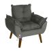 Poltrona/Cadeira Decorativa Glamour Com Pés Quadrado Chumbo