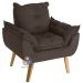 Poltrona/Cadeira Decorativa Glamour Com Pés Quadrado Marrom