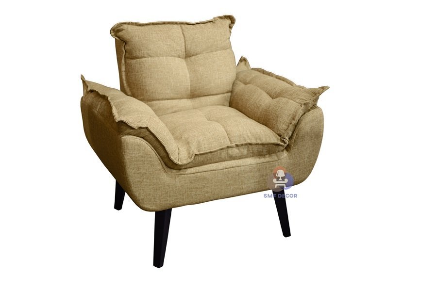 Poltrona/Cadeira Decorativa Glamour Com Pés Quadrado Palha