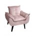 Poltrona/Cadeira Decorativa Glamour Com Pés Quadrado Rosa Veludo