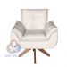 Poltrona/Cadeira Decorativa Glamour Opala Com Base Giratória 30cm em Madeira Bege