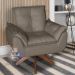 Poltrona/Cadeira Decorativa Glamour Opala Com Base Giratória 30cm em Madeira Capuccino