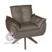 Poltrona/Cadeira Decorativa Glamour Opala Com Base Giratória 30cm em Madeira Capuccino