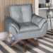 Poltrona/Cadeira Decorativa Glamour Opala Com Base Giratória 30cm em Madeira Cinza