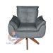 Poltrona/Cadeira Decorativa Glamour Opala Com Base Giratória 30cm em Madeira Cinza
