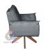 Poltrona/Cadeira Decorativa Glamour Opala Com Base Giratória 30cm em Madeira Cinza