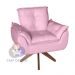Poltrona/Cadeira Decorativa Glamour Opala Com Base Giratória 30cm em Madeira Rosê