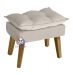 Puff Banqueta Decorativa Glamour Com Pés Quadrado Bege