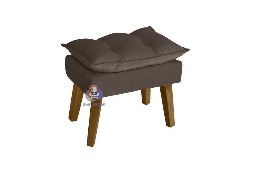 Puff Banqueta Decorativa Glamour Com Pés Quadrado Marrom