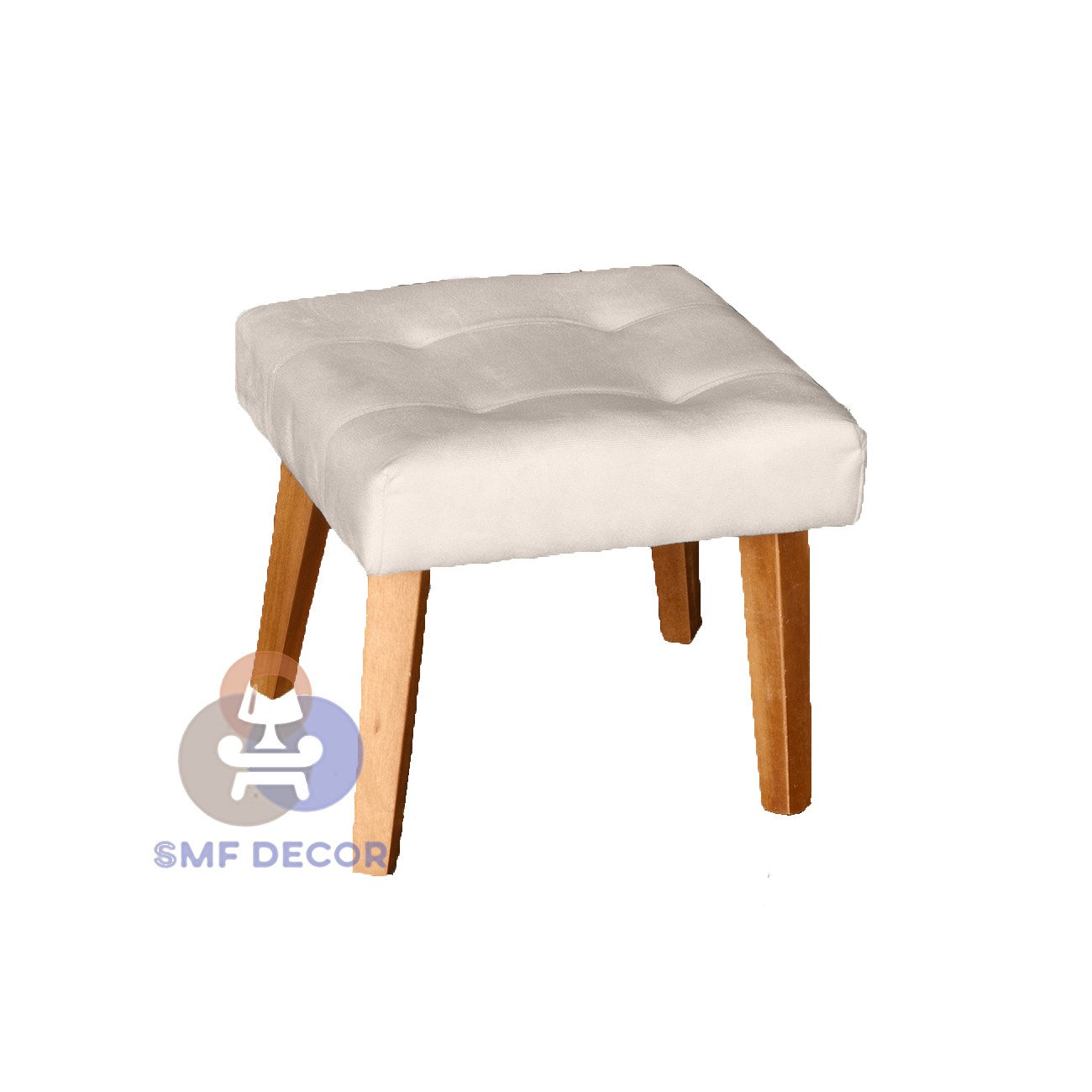 Puff Banqueta Decorativa Glamour Dubai Com Pés Quadrado Bege