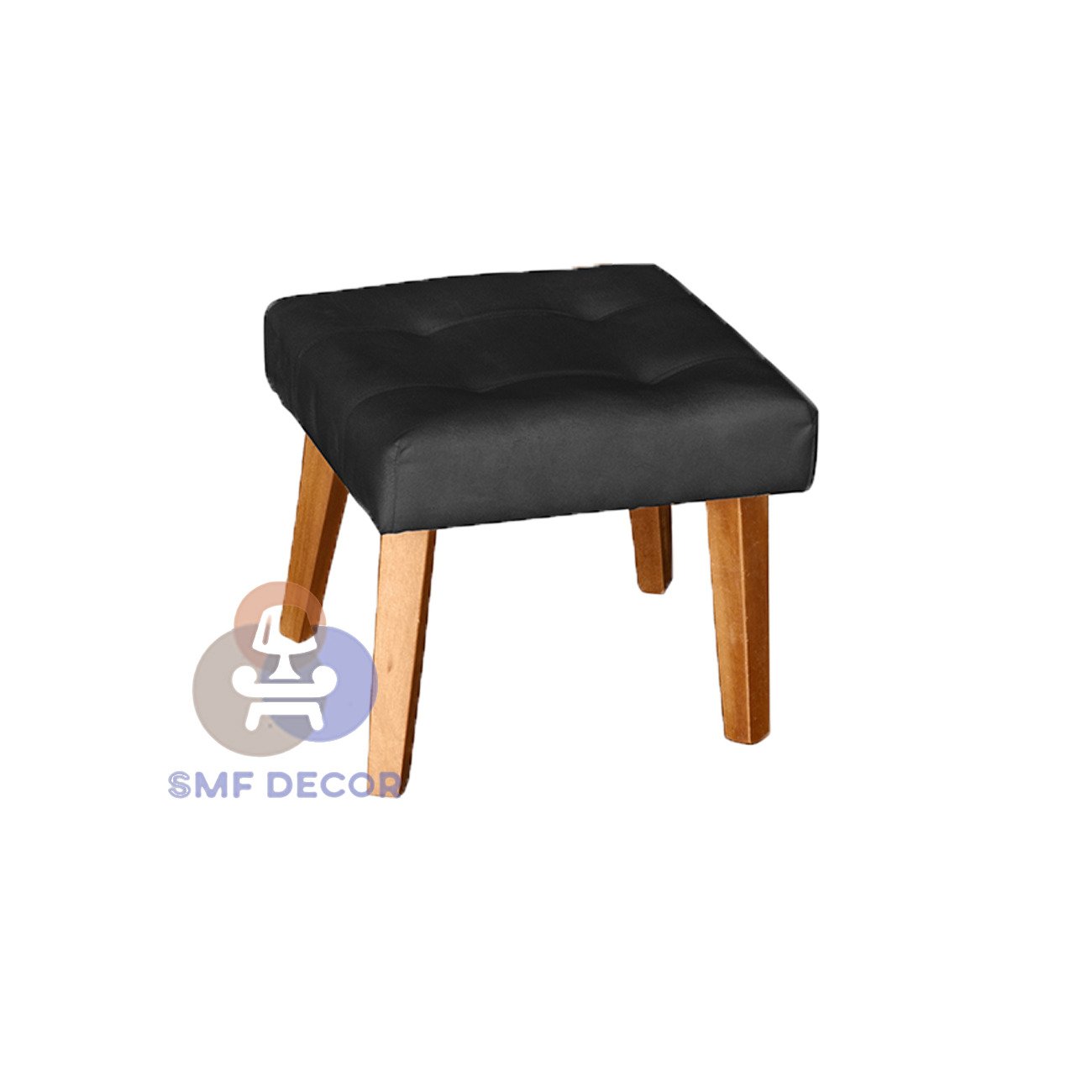 Puff Banqueta Decorativa Glamour Dubai Com Pés Quadrado Preto