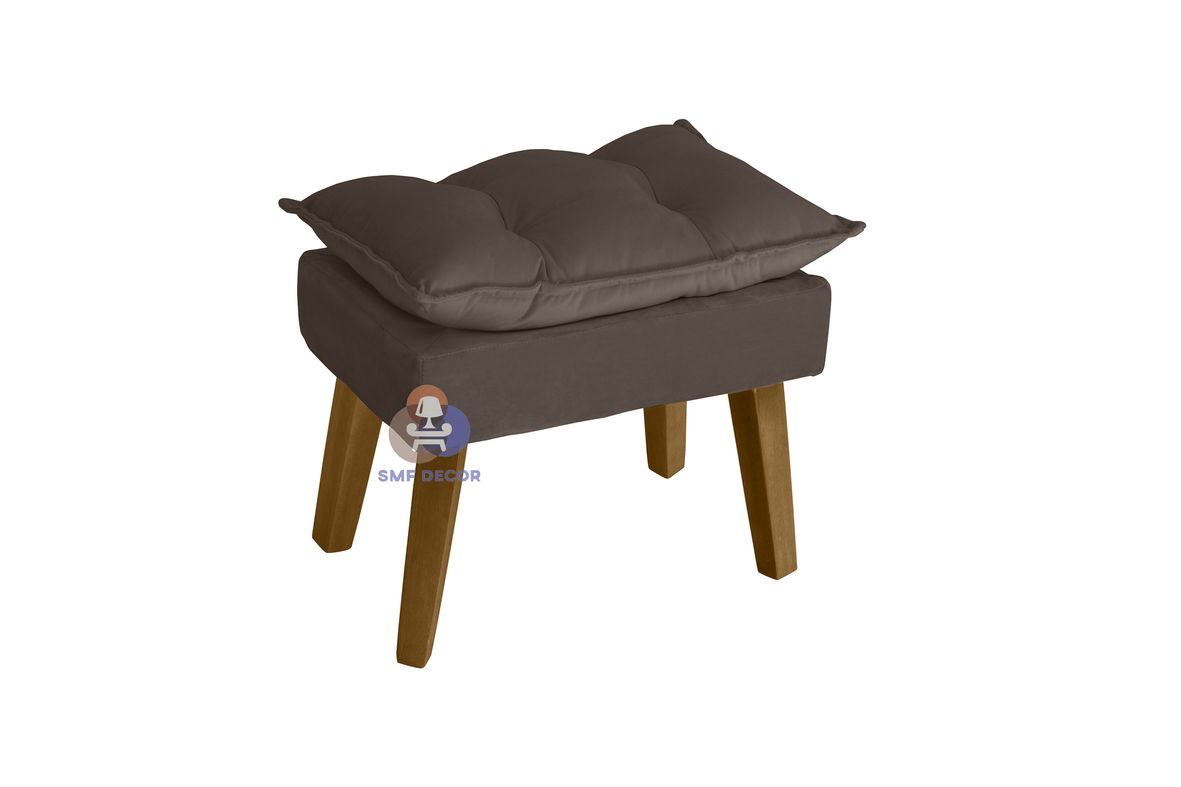 Puff Banqueta Decorativa Glamour Marrom Com Pés Quadrado - Marrom