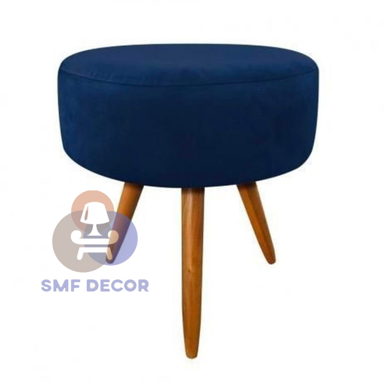 Puff Redondo Pés Palito Azul Marinho com pés palito SMF DECOR - Azul Marinho