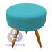 Puff Redondo Pés Palito Azul Turquesa Azul Turquesa