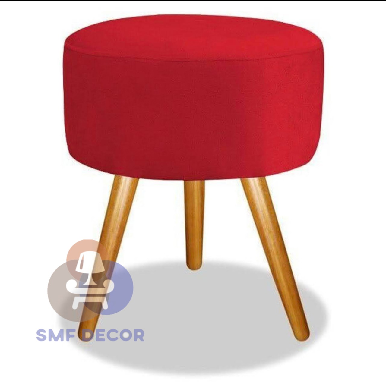 Puff Redondo Pés Palito Vermelho - Vermelho