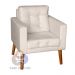 Sofá/Poltrona/Cadeira Decorativa Glamour Dubai com Puff e pés em Madeira Bege