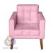 Sofá/Poltrona/Cadeira Decorativa Glamour Dubai com Puff e pés em Madeira Rosê