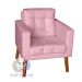 Sofá/Poltrona/Cadeira Decorativa Glamour Dubai com Puff e pés em Madeira Rosê