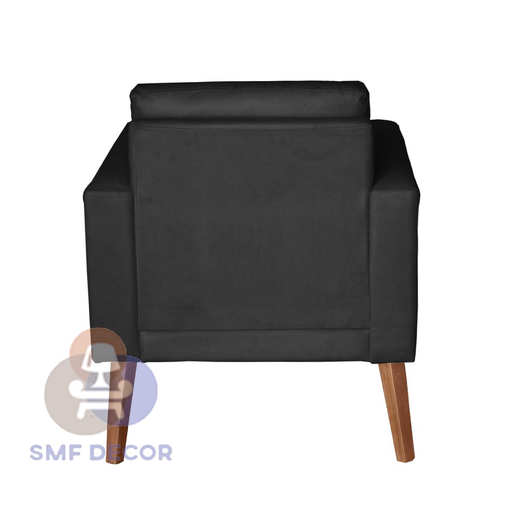 Sofá/Poltrona/Cadeira Decorativa Glamour Dubai com pés em Madeira Preto