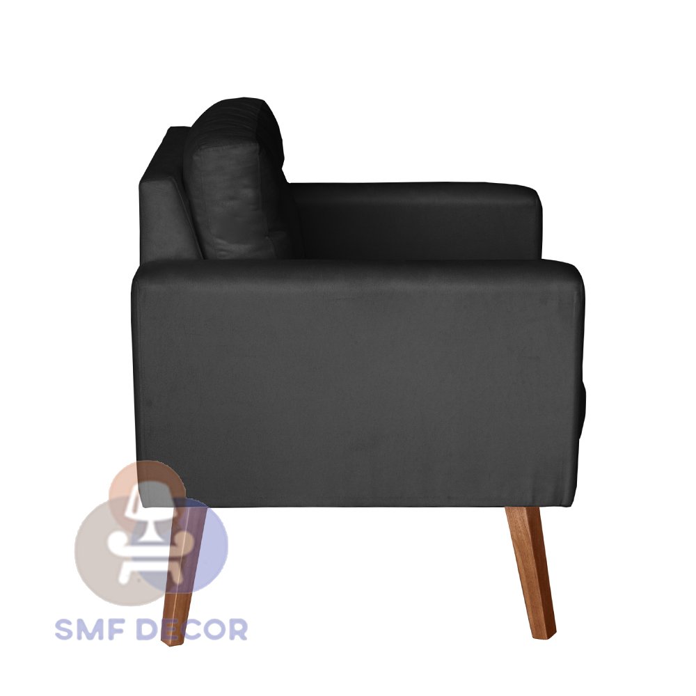 Sofá/Poltrona/Cadeira Decorativa Glamour Dubai com pés em Madeira Preto