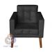Sofá/Poltrona/Cadeira Decorativa Glamour Dubai com pés em Madeira Preto