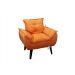 kIT 02 Poltrona Decorativa Opala Laranja Linho com fibra de silicone e pés quadrado SMF DECOR