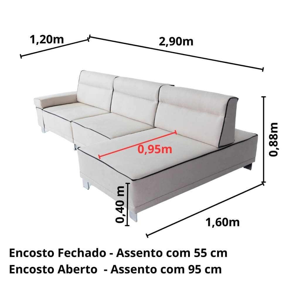 Sofá 4 Lugares Com Encosto Móvel - Ret007