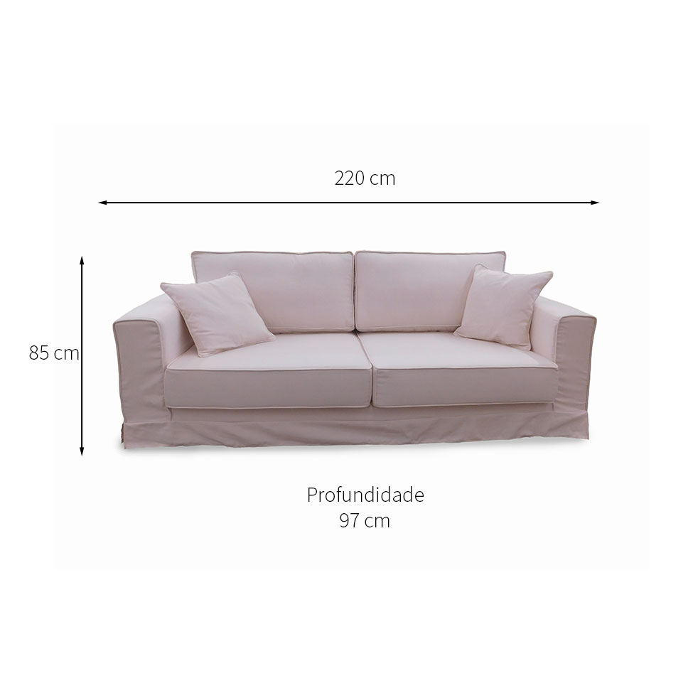 Sofá 4 Lugares Living Poliéster Bege