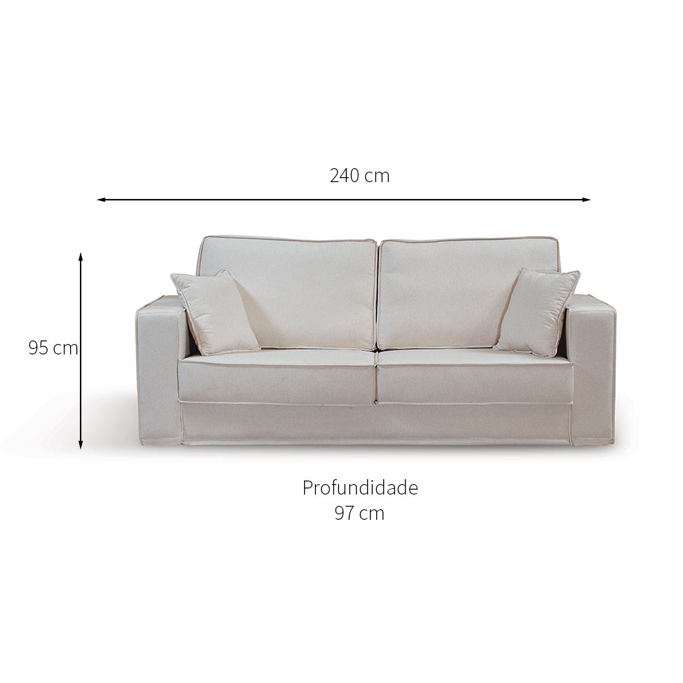 Sofá 5 Lugares Living Poliéster Bege