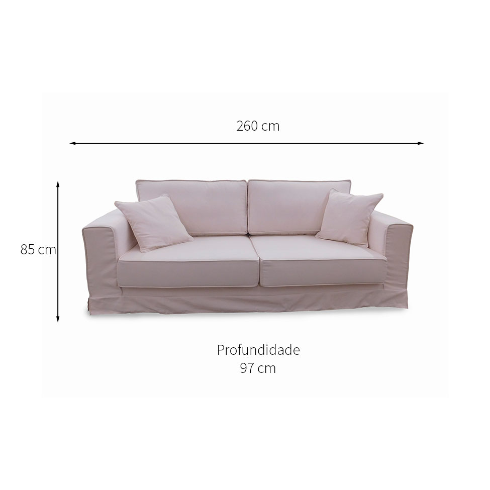 Sofá 6 Lugares Living Poliéster Bege