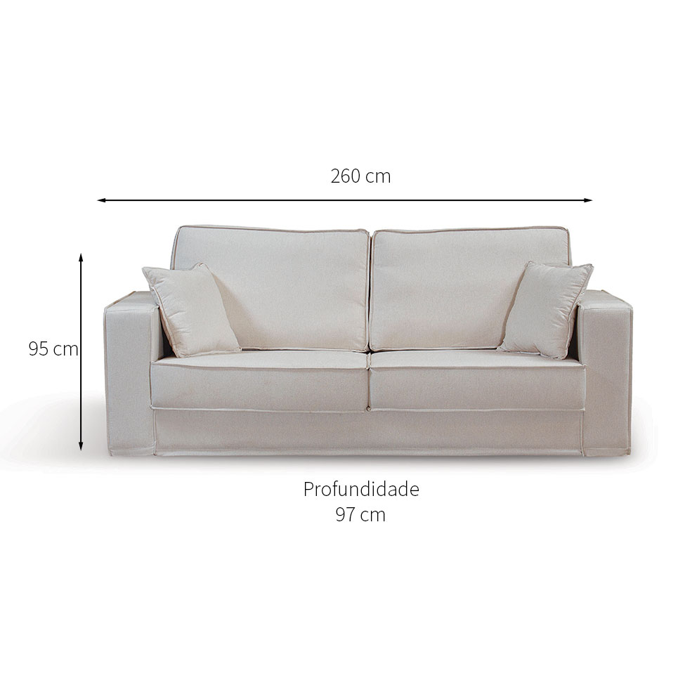 Sofá 6 Lugares Living Poliéster Bege